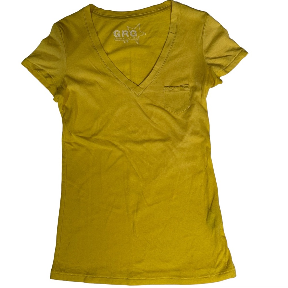 GRG Women’s V Neck Yellow T-Shirt Small